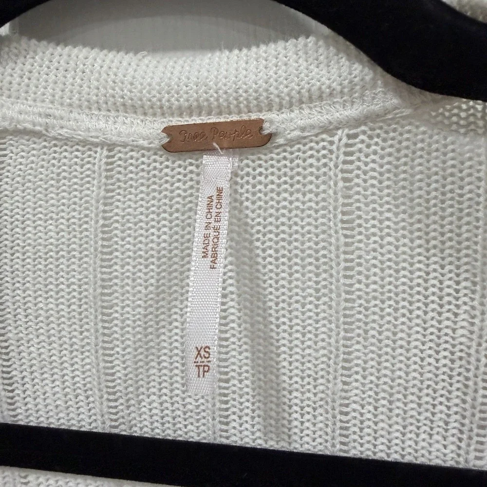 Free People White Ribbed Knit Duster Cardigan Long Sleeve Open Front‎ XS